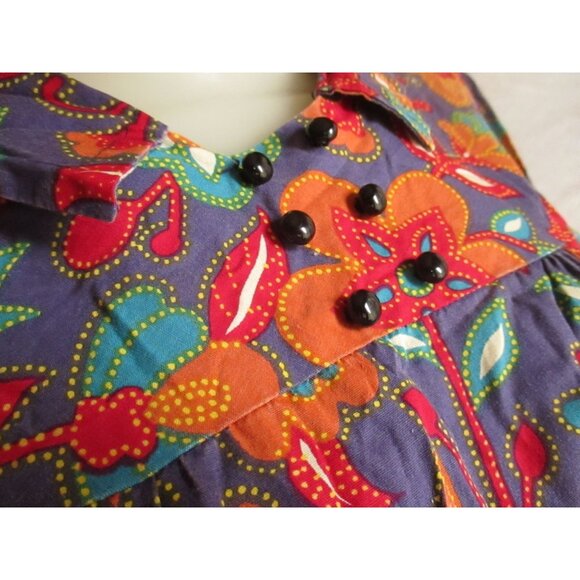 Vintage Housedress 1960's Dress MCM 8 Medium 50's Handmade Chore Pockets Zipback - Picture 5 of 9